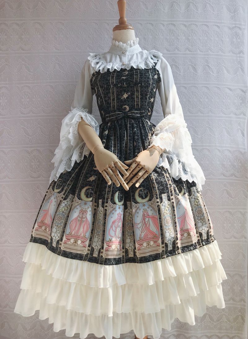 Yilia - Constellation Printing Chiffon - Lolita JSK Dress JSK Dress