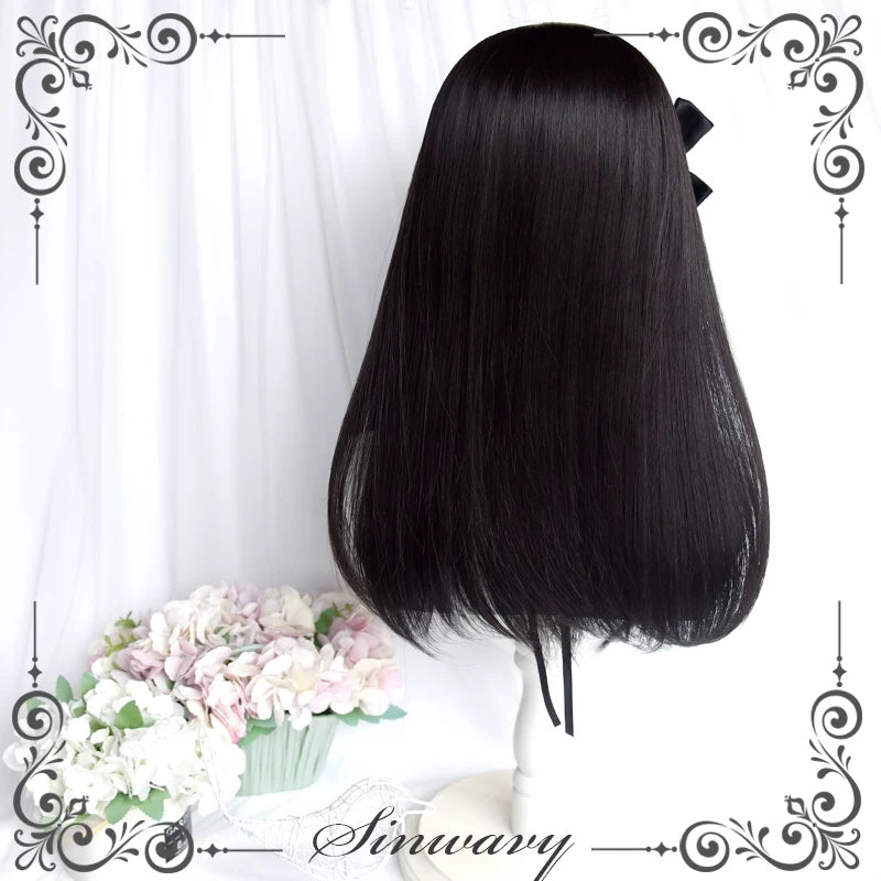 Black and berry pink long straight wig - view 3
