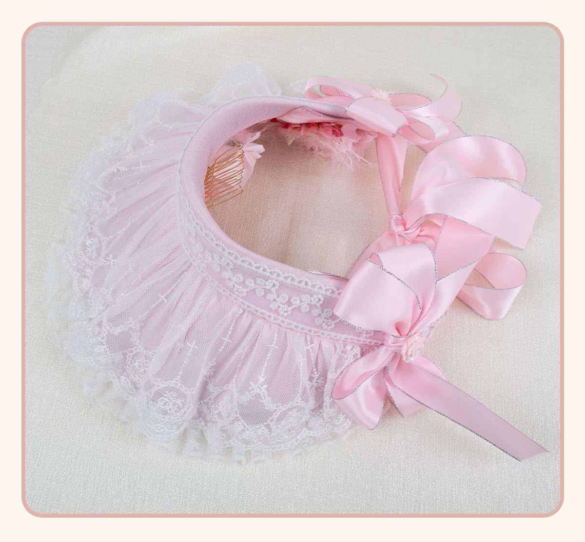 Stardust Rose - Pearl Rose Garden - Bonnet-Style Flat Hat with Rose Florals