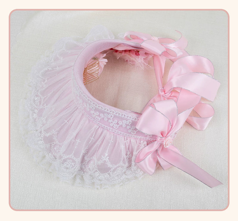 Stardust Rose - Pearl Rose Garden - Bonnet-Style Flat Hat with Rose Florals