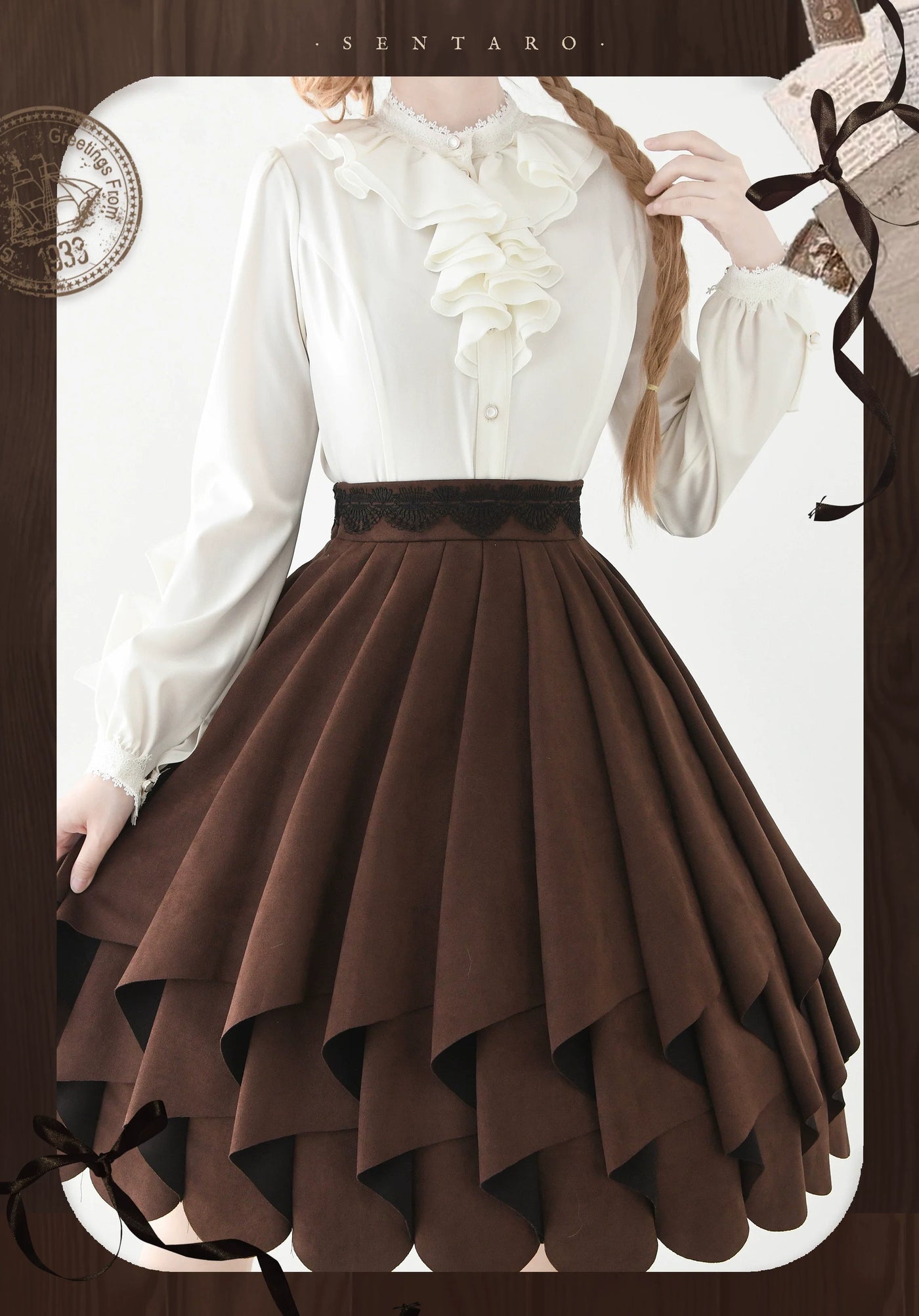 Sentaro - Molten Snowtop - Classic Lolita SK, Cape With Detachable Collar