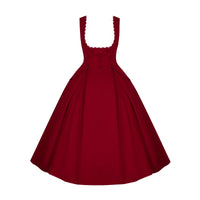 With PUJI - Velvet Rose - Lolita JSK Dress, Embroidery & Boned Bodice Detail - Rose Embroidered Waist Corset Bust-lifting Long Skirt In stock / S
