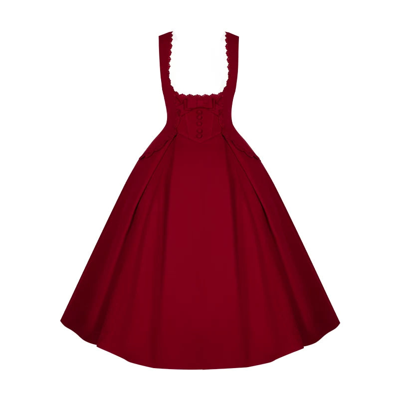 With PUJI - Velvet Rose - Lolita JSK Dress, Embroidery & Boned Bodice Detail detail view 10