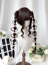 Kunkun Fish - Heart Braids - Sweet twin-tail full wig - Hair accessories included [Heart Braids] wig cap + ponytails + wig net