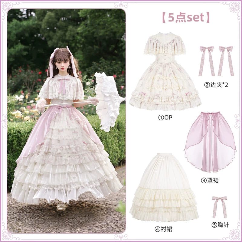 With PUJI - Nanke - Edwardian Collar Classic Lolita OP Dress Outfit detail view 11