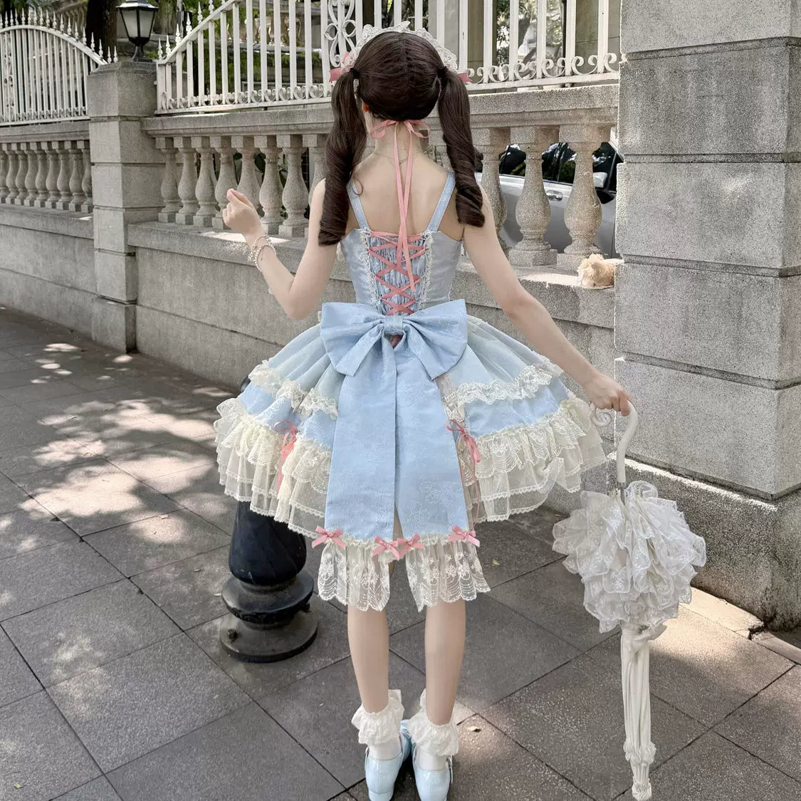 Lady Han Satin Heart Knot Ballet JSK Dress by Lolita Fetch, featuring a satin fabric with a heart knot detail and a classic ballet style.