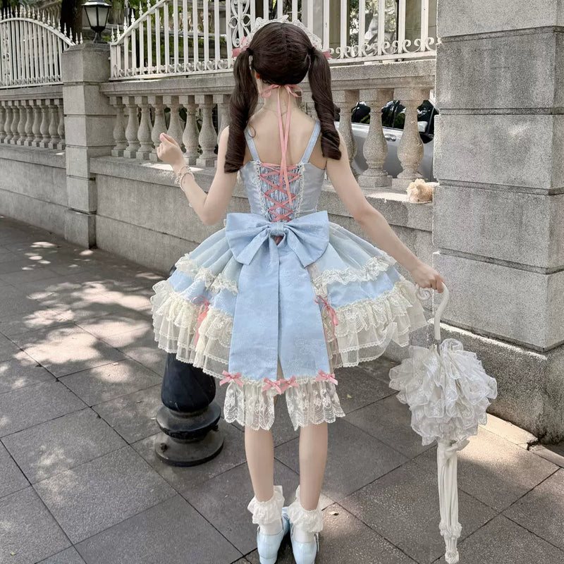 Hanguliang Satin Heart Knot Ballet JSK Dress