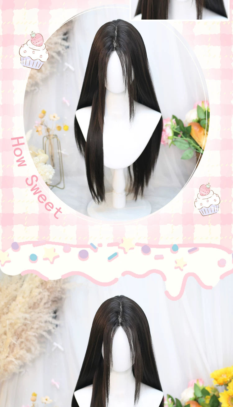 Dalao Home black tea long straight lace wig - additional view 3