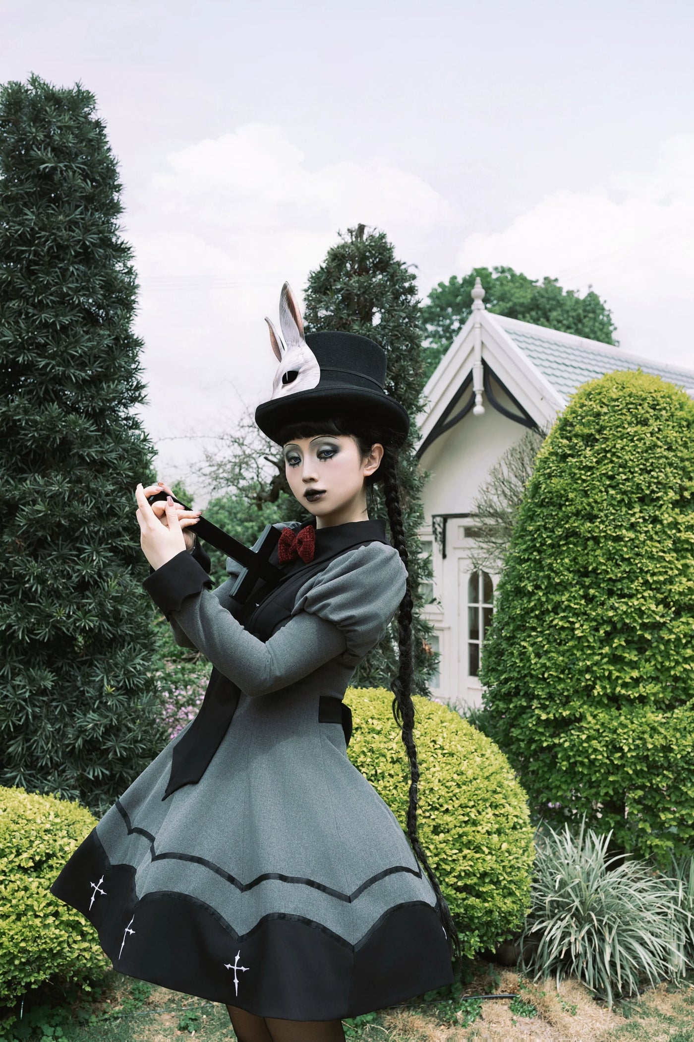 Polaris Lolita - Vampire Princess - Gothic Lolita OP dress with bat designs and Juliet sleeves - product detail 12