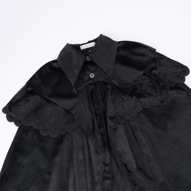 With PUJI - Pilgrim - Black Gothic Lolita Cape, Detachable 2-Piece