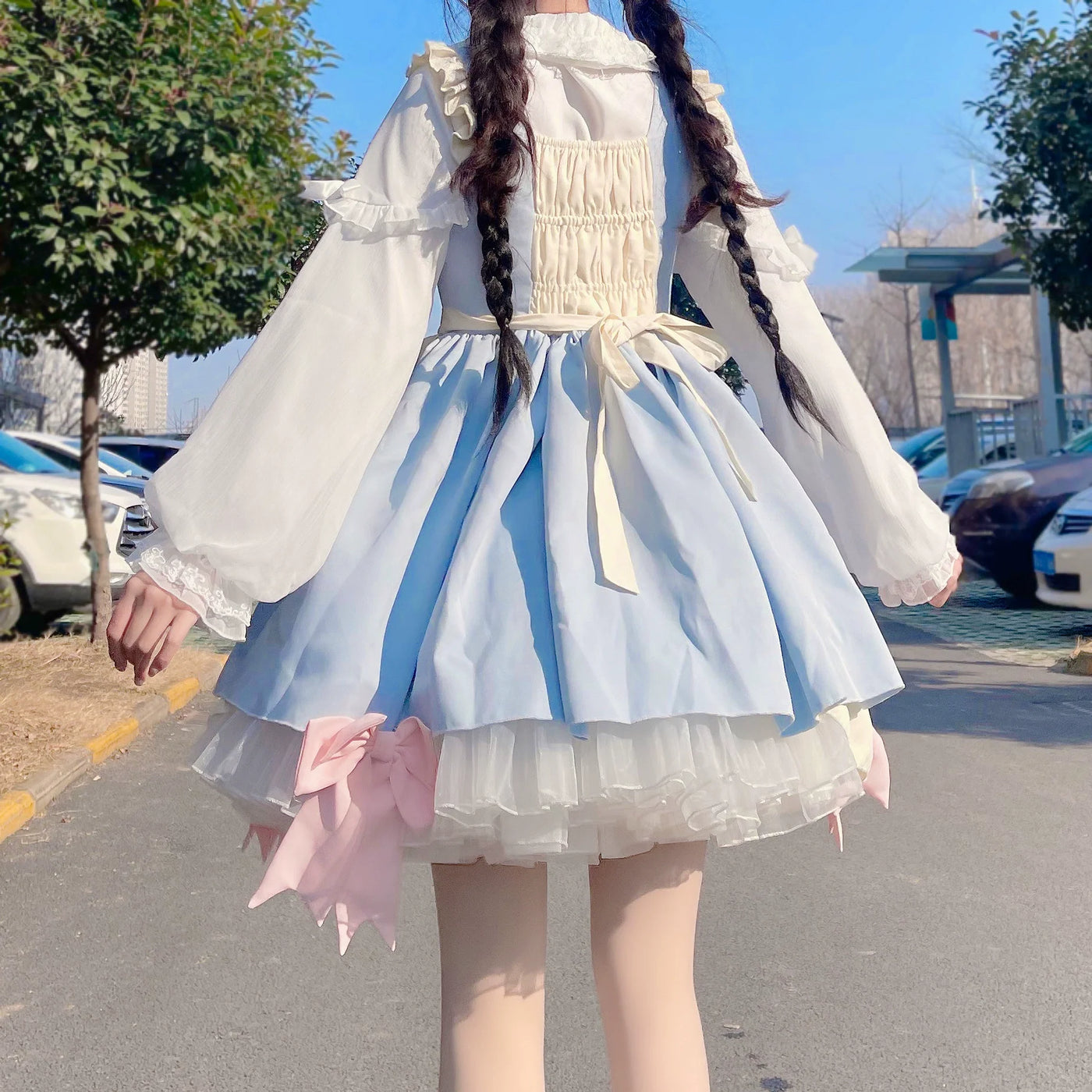 DMFS Lolita - Sweet Lolita Blouse Double-layered - Puff Sleeves Lolita Shirt Innerwear