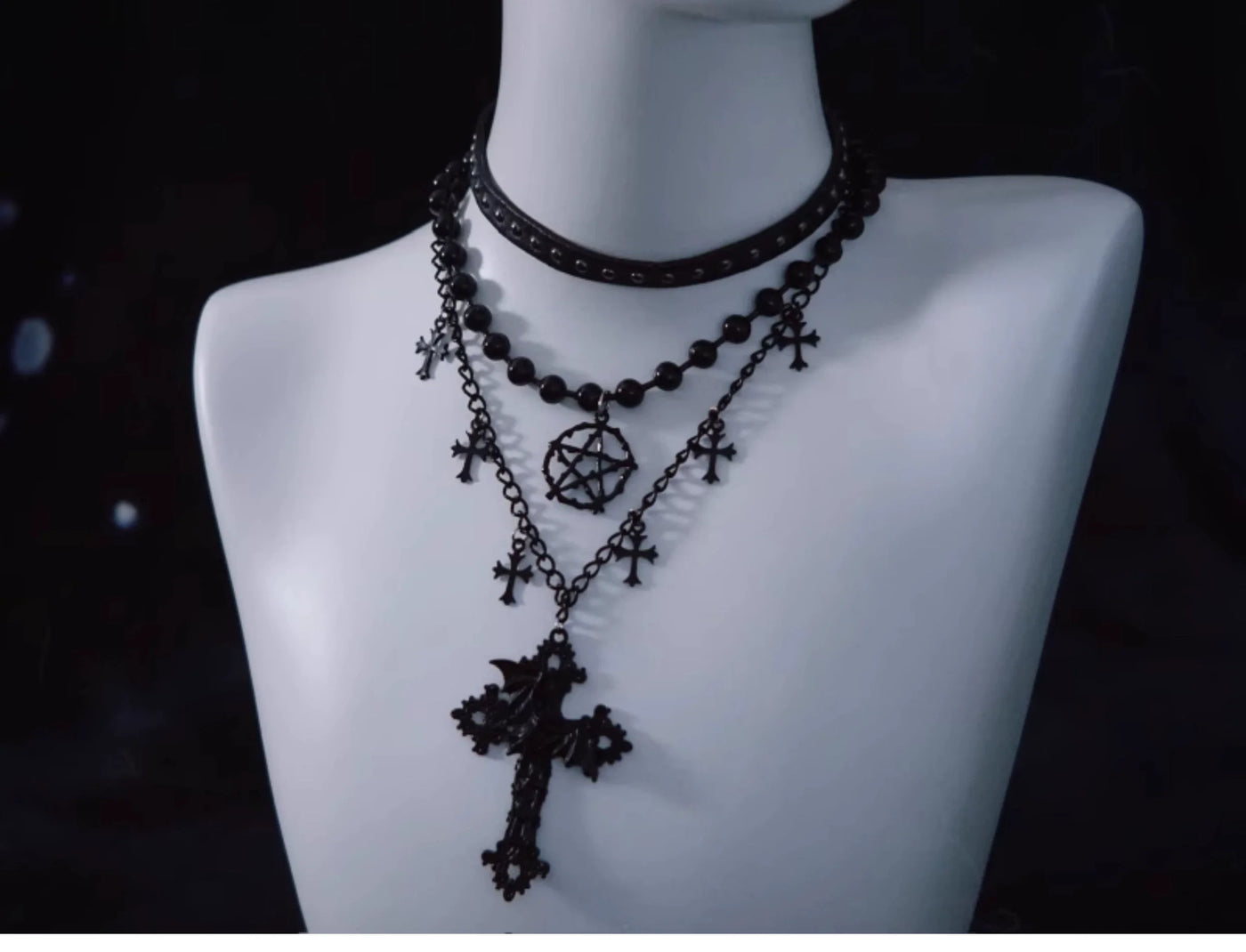 Strange Sugar - Triple Layer Gothic Lolita Necklace - Neckwear