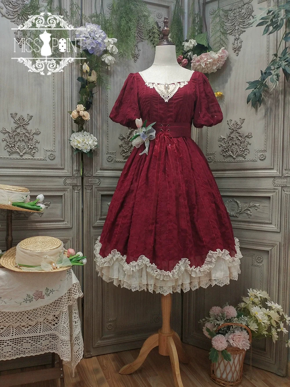 Miss Point - Tulip - Classic Lolita OP Dress Short Sleeve Dress Multicolors (2XL L M S XL XS) 19622:405378