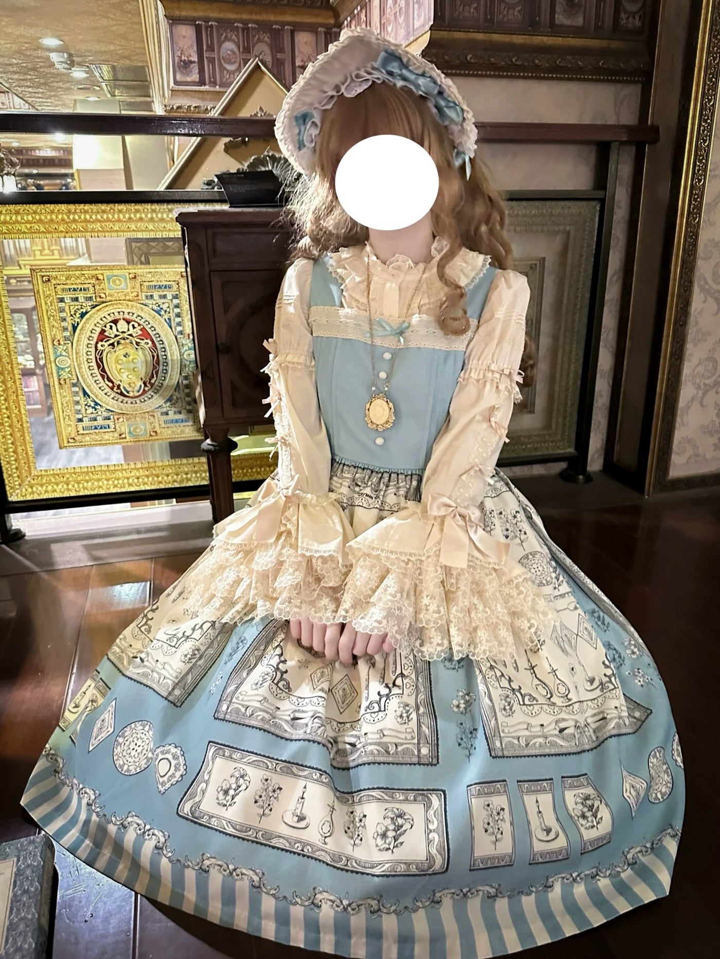 GZYRZ - Porcelain Heart Dream - Lolita Fashion with a Pencil-Style Illustration Print