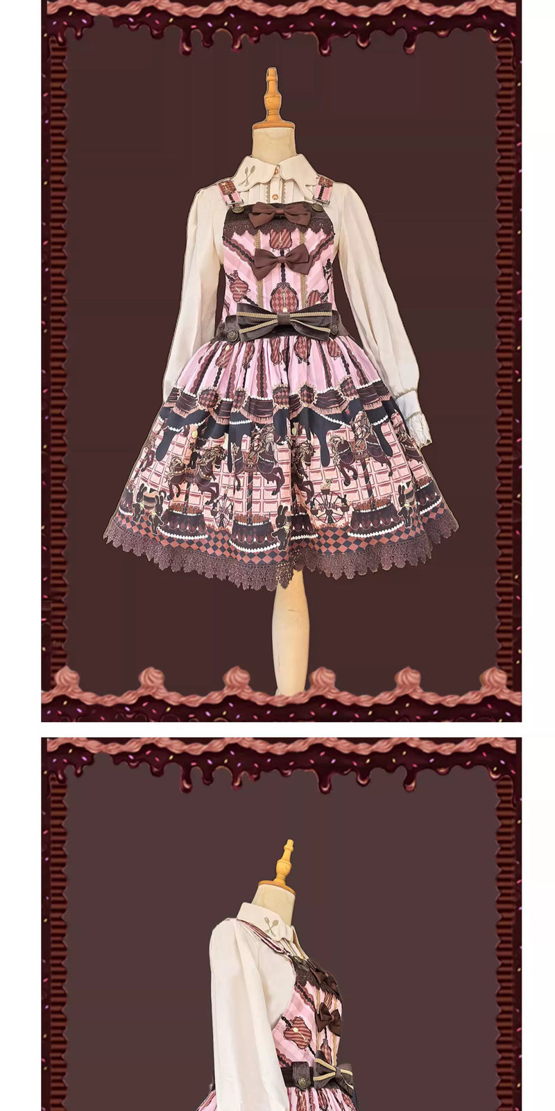 Infanta - Chocolate Carousel - Cotton Sateen Suspender Dress