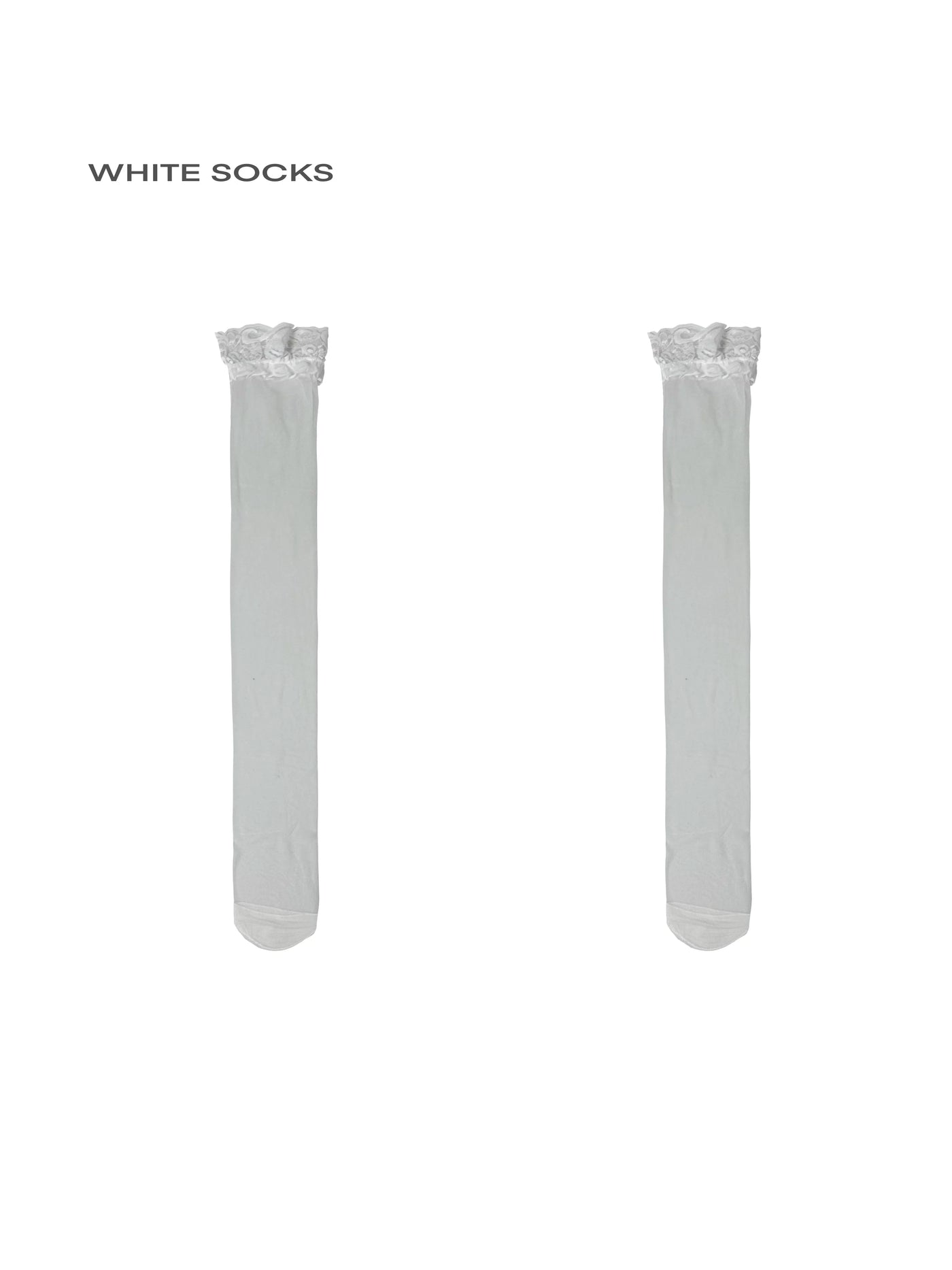 White Socks - Sheer Lace-Top - Ultra-Thin Over-the-Knee Socks with Lace Trim