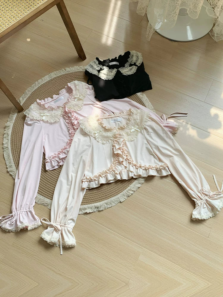 With PUJI - Half Summer - Sweet Lolita Sun Protection Bolero, Lace & Bow detail view 3