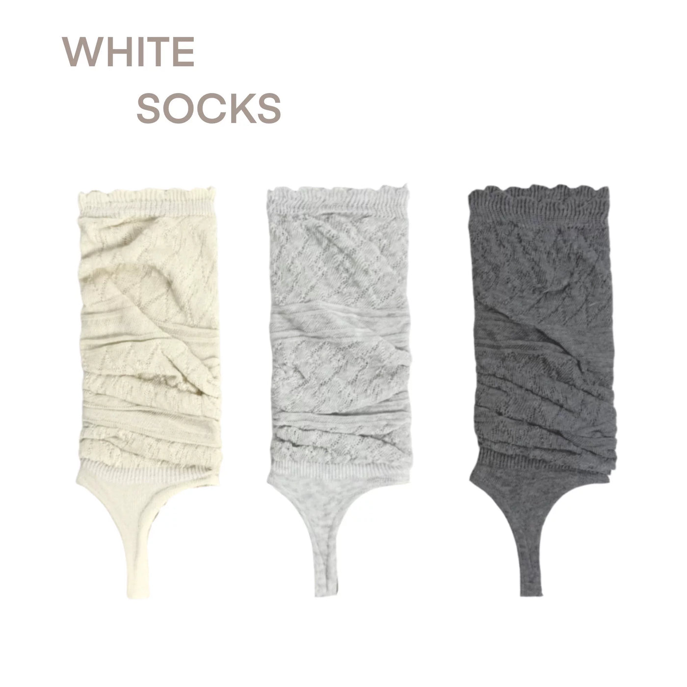 White Socks - Openwork Slouchy Knit - Sock Covers