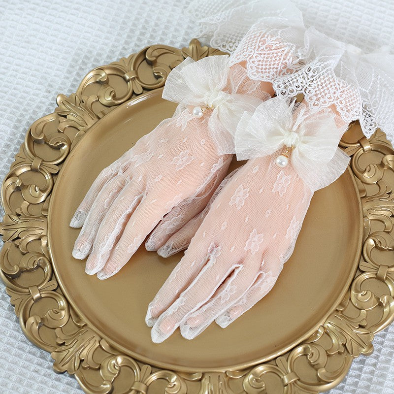 Xiaogui - Lace Bowknot Flower Vintage Lolita - Gloves Hand Accessory