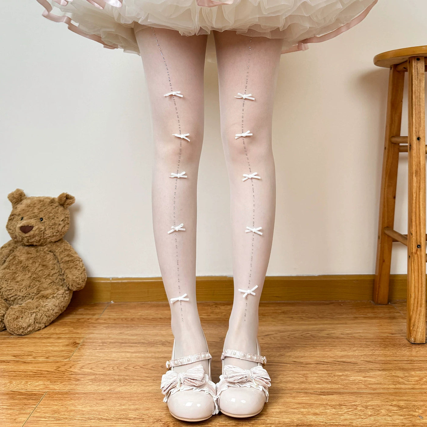 Chubby Bear Tales - Ballet Bow Collection - Tights with Decorative Bow and Motif Variations