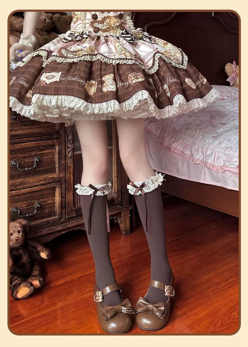 Milky Star Qiaoqiao - Ballet Ribbon - Lace-Trimmed Calf Socks with Bow Ties
