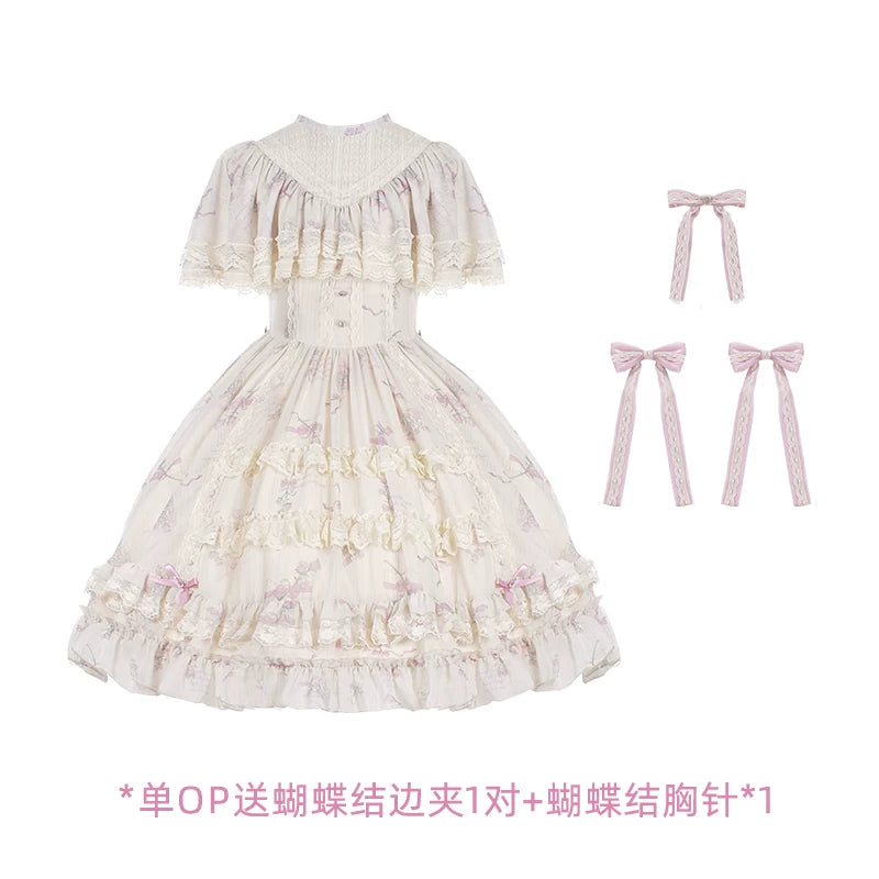 With PUJI - Nanke - Edwardian Collar Classic Lolita OP Dress Outfit detail view 12