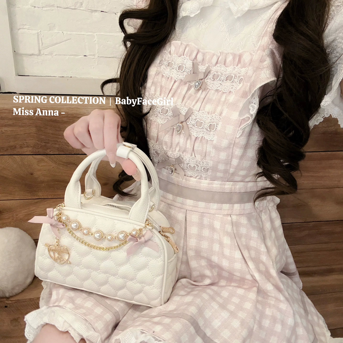 BabyFaceGirl - Miss Anna - Quilted Heart Bow Shoulder Bag