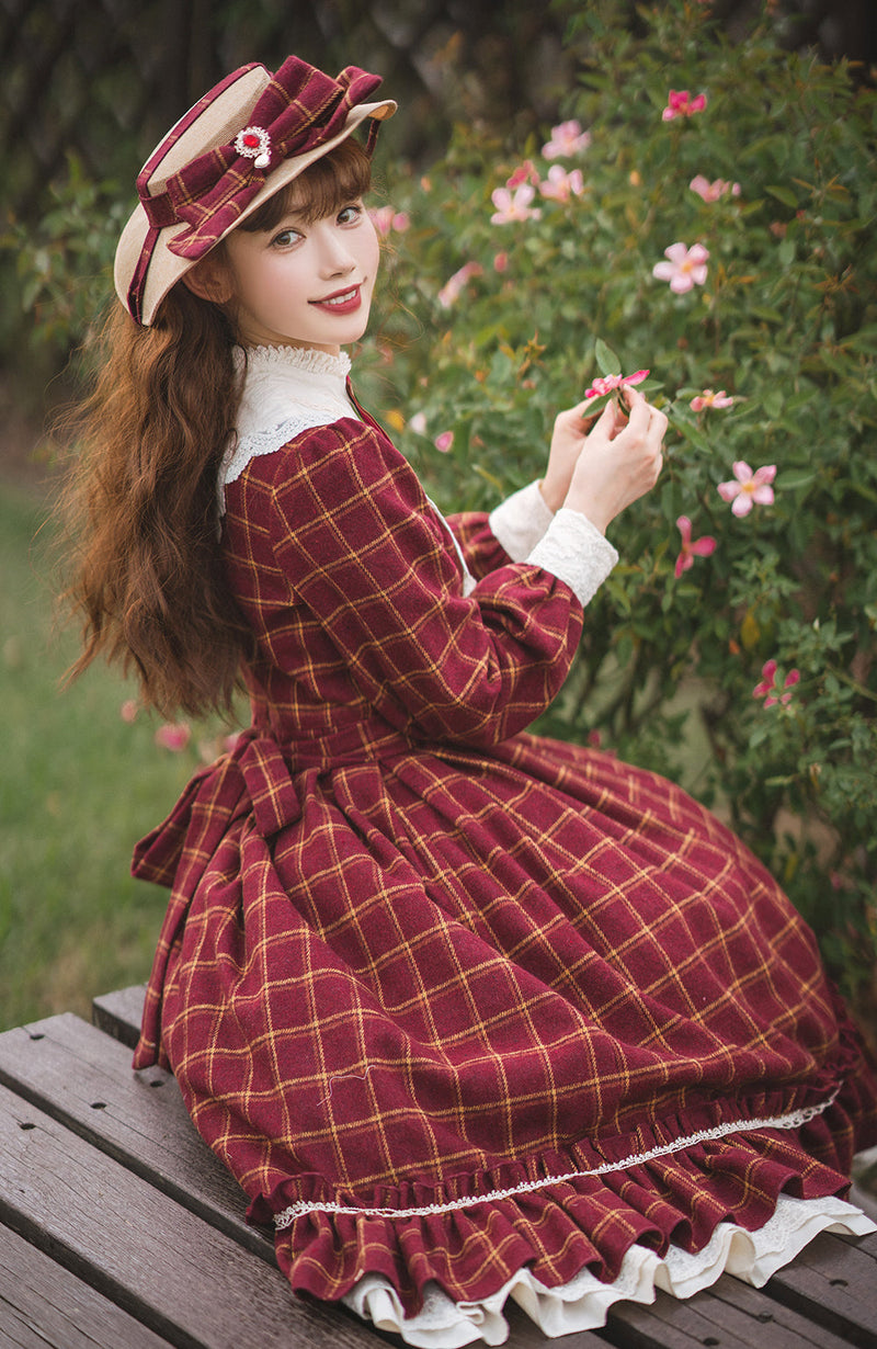 Miss Point - Rose Silhouette 3.0 - Plaid Vintage Classic Lolita OP