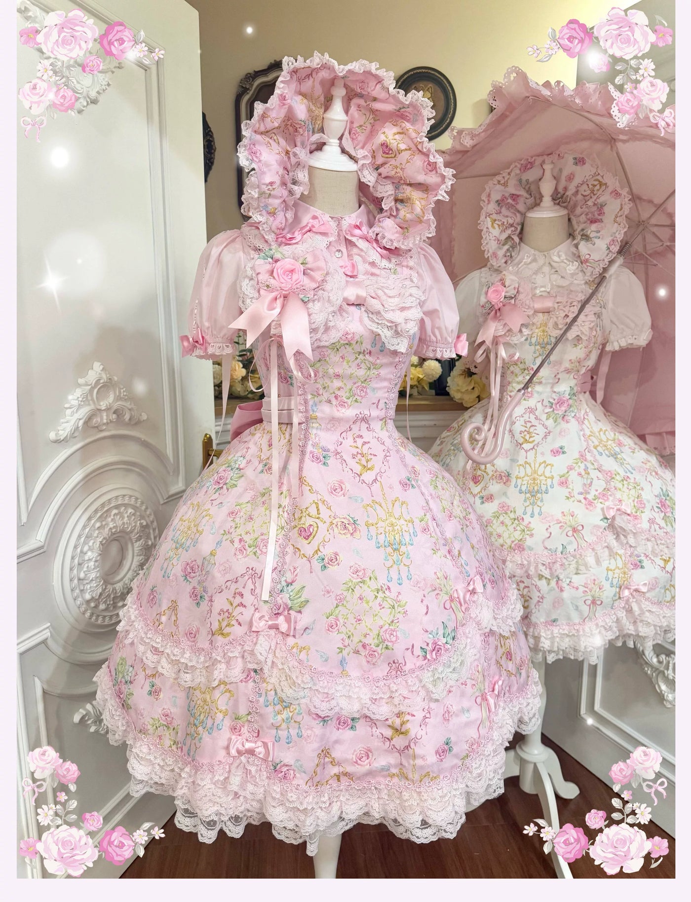 Tata Long Ear - Spring 2025 Floral Wall - JSK and OP Dresses with Tiered Lace Hems