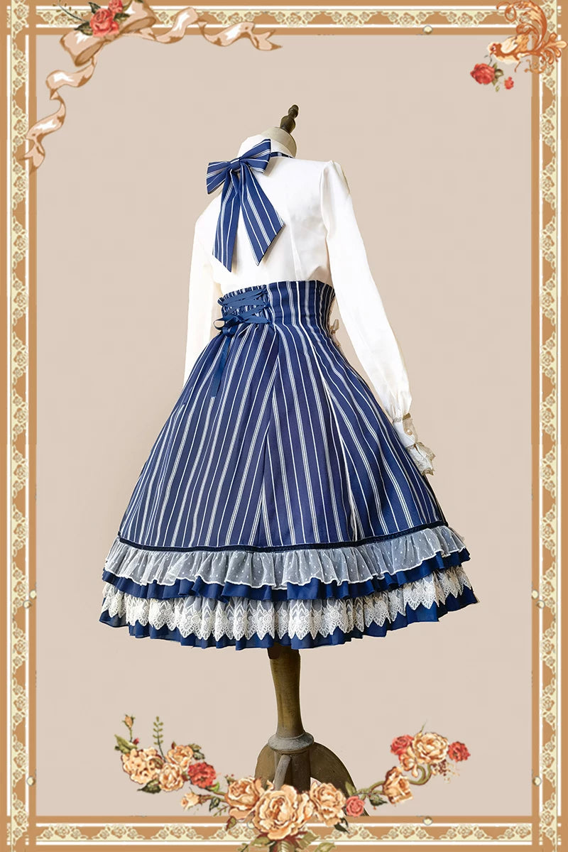 Infanta - Eternal Crest - Striped High-Waist Halter Skirt