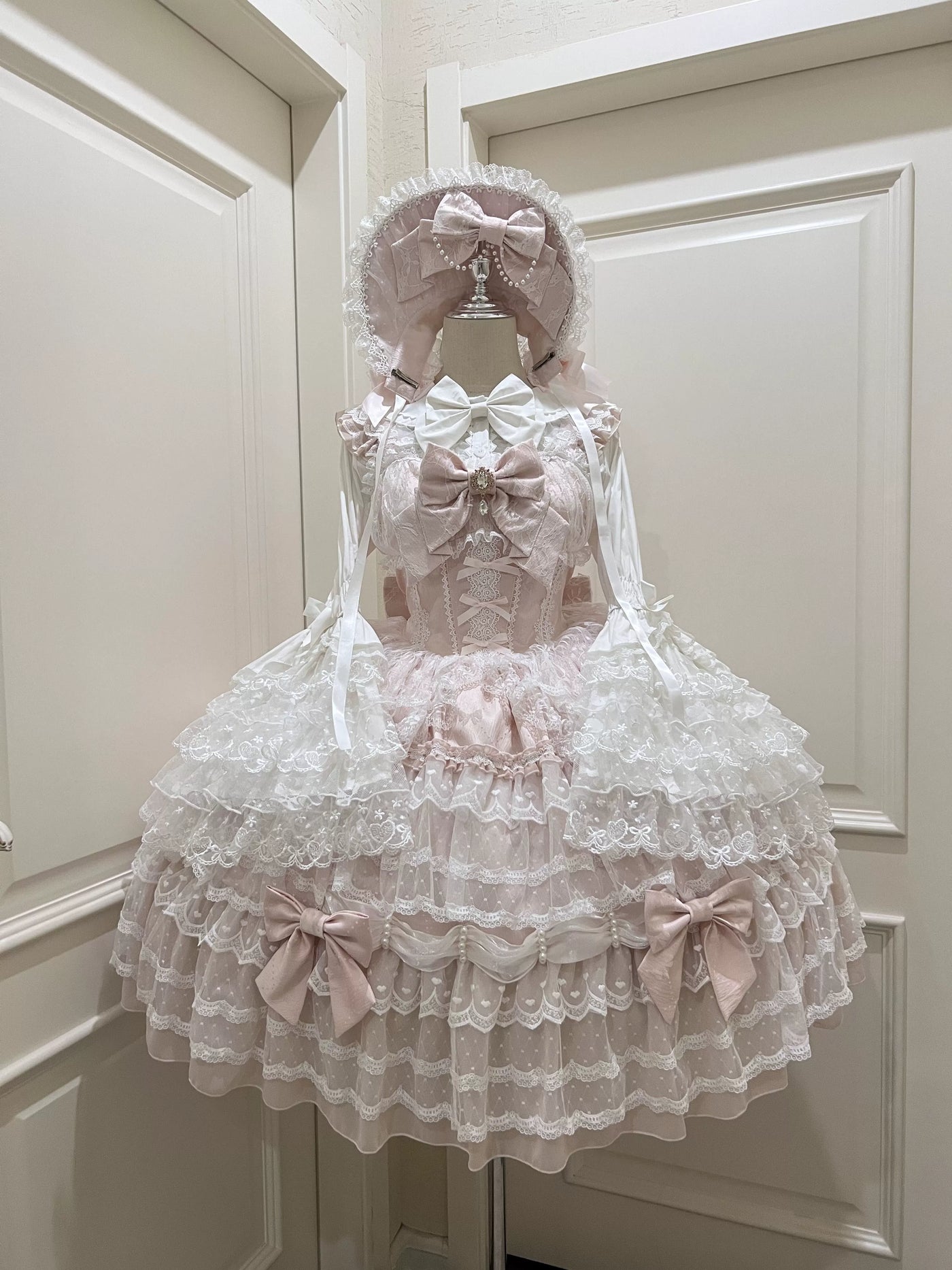 Dream Prelude - Dreamy Princess Lolita JSK Dress Suit, Tiered Lace Pink JSK Only S