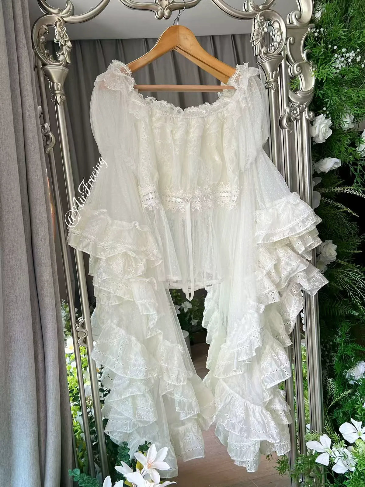 AF Butterfly Wing dotted-tulle Lolita blouse - ecru detail
