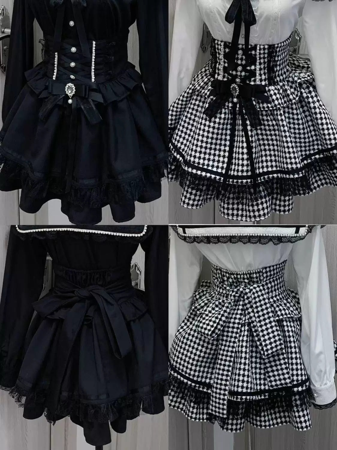 Sweetheart Dream Machine - Sweet-Cool Bow - Houndstooth or Black Skirt with Lace Trim and Included Bow