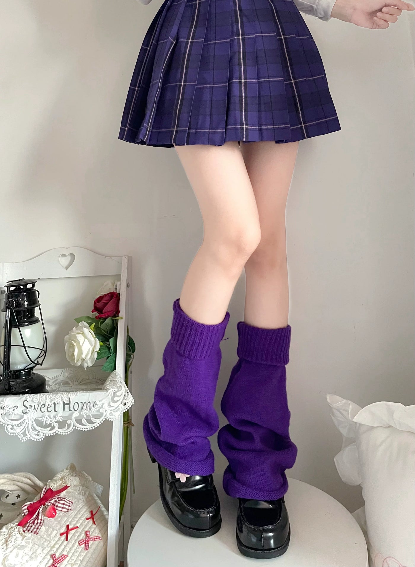 Fantasy Doll - Dreamy Purple - Flared Knitted Leg Warmers and Sock Covers with Scrunched Cuffs