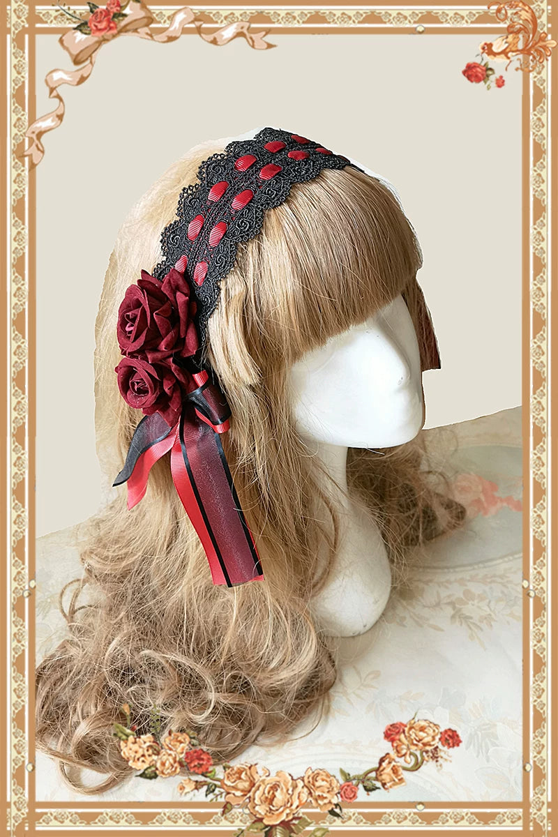 Infanta - Gothic Rose - Red and Black Hair Accessories