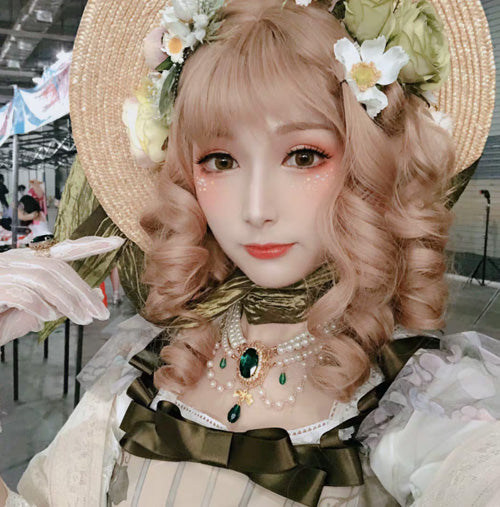 Rose of Sharon - Customized Lolita Pearl Necklace - with Gemstone Pendants Neckwear