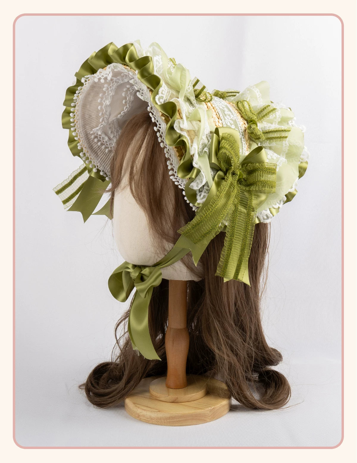 Stardust Rose - Lily of the Valley Woodland - Green Lace Lolita Headwear with Floral Ribbons