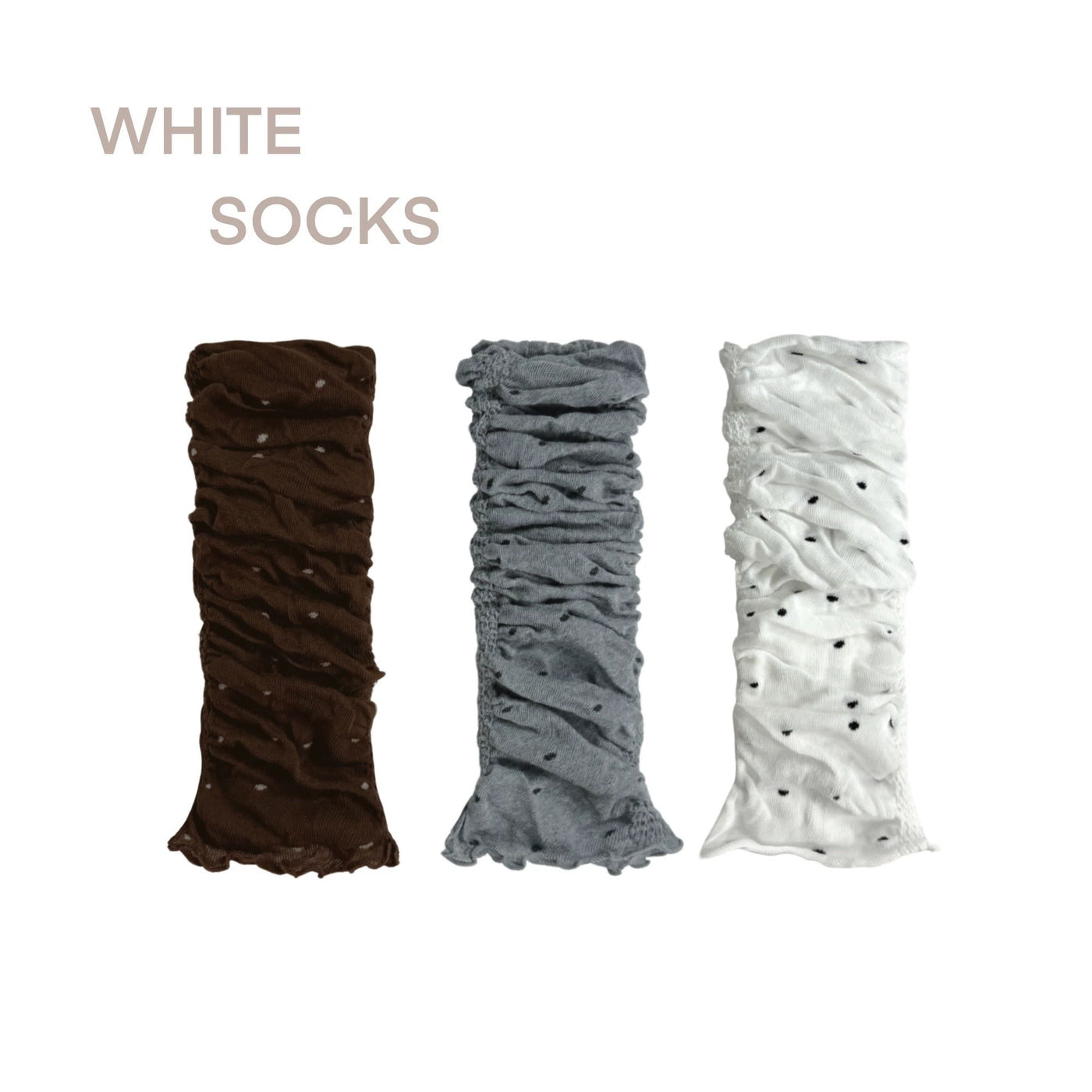 White Socks - Lazy Dot - Ruched Dot Leg Warmers with Slouched Volume