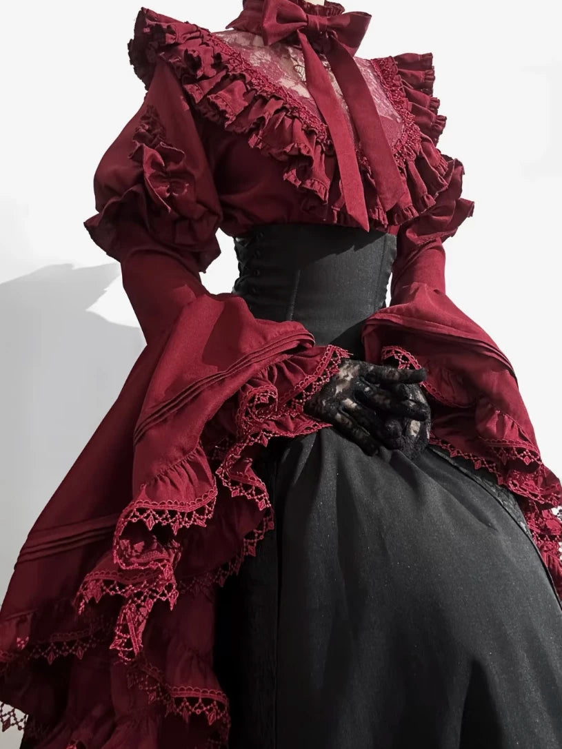 Sweetheart Dream Machine - Quiet Gothic - Hime-sleeve Blouse with Black SK Skirt Options