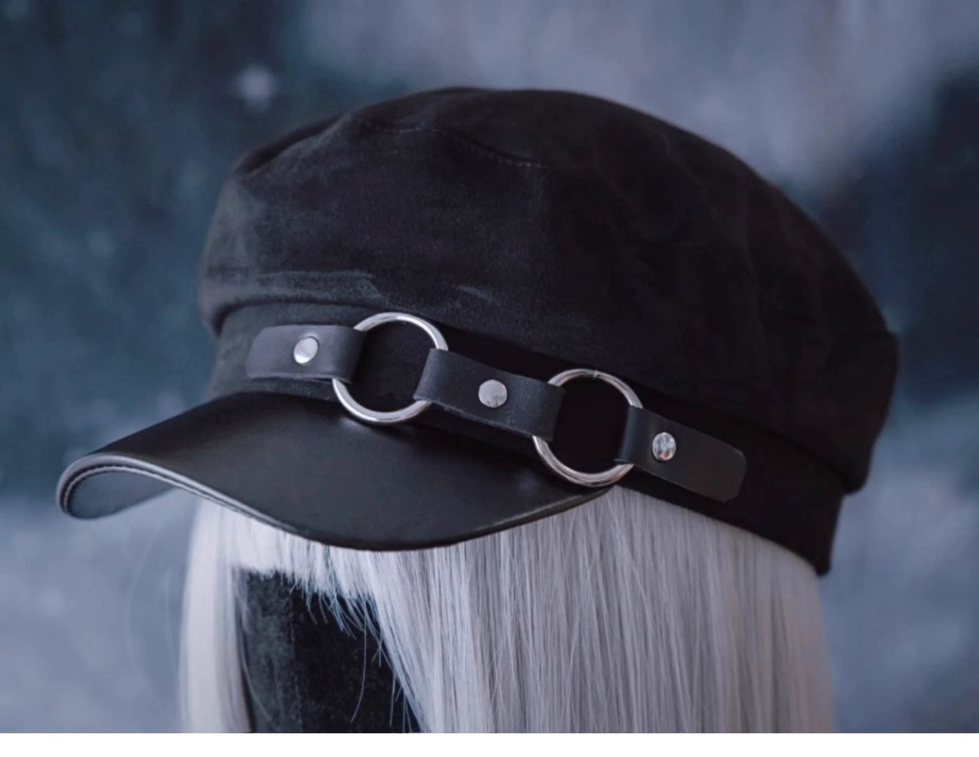 Strange Sugar - Gothic Lolita Hat Leather Buckle - Lolita Newsboy Hat Headwear