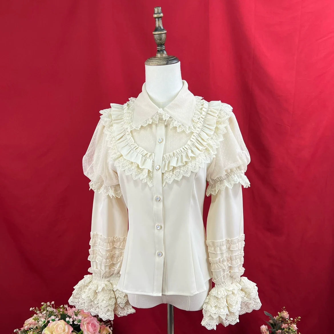 DMFS Lolita - Sweet Lolita Shirt Peter Pan Collar - Blouse Detachable Sleeves Innerwear