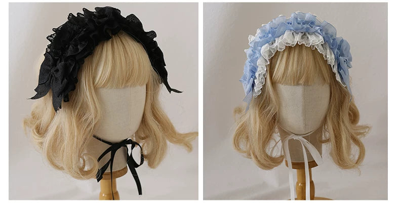 Little Ghost Accessories - Little Bud - Layered Lace Headband with Ribbon Ties