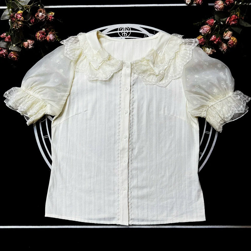 DMFS Lolita - DMFS - Sweet Lolita Shirt Cotton Lolita Blouse Doll Collar