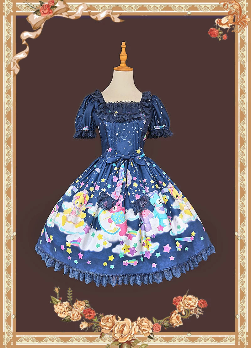 Infanta - Sleepy Bear - Printed Chiffon OP & JSK