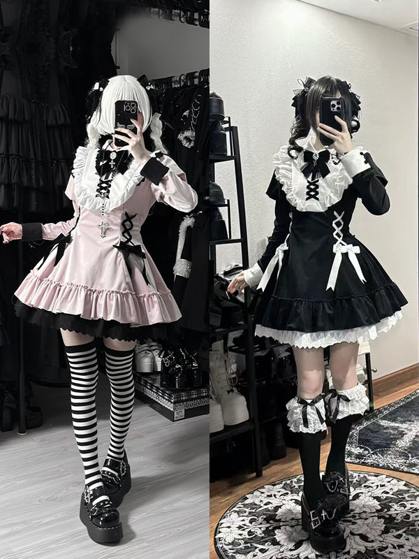 With PUJI - Oxygen Ion - Sweet Lolita OP Dress, Ruffle Trim & Velvet product view
