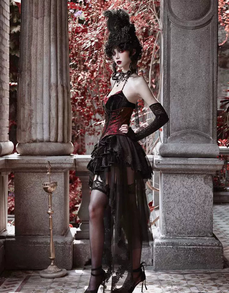 Sweetheart Dream Machine - Gothic Halloween - JSK with a velvet fishbone corset waist