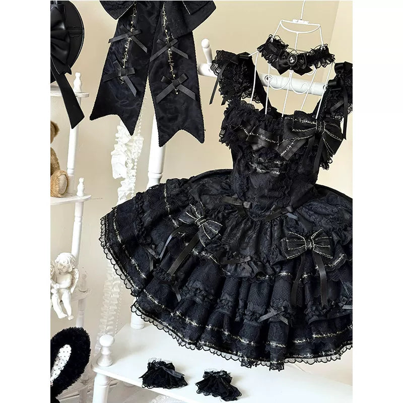 Creamy - Ballet Noir - Lolita Dress Set with a Large Train