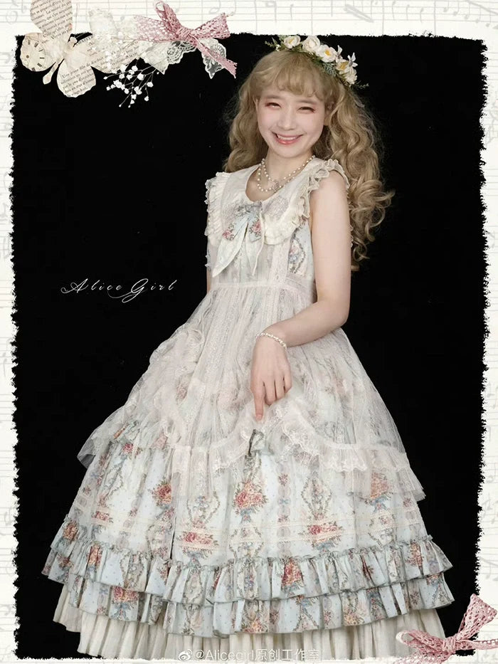 Alice Girl - Elegant Lolita Embroidered Apron - with Adjustable Strap Hand Accessory
