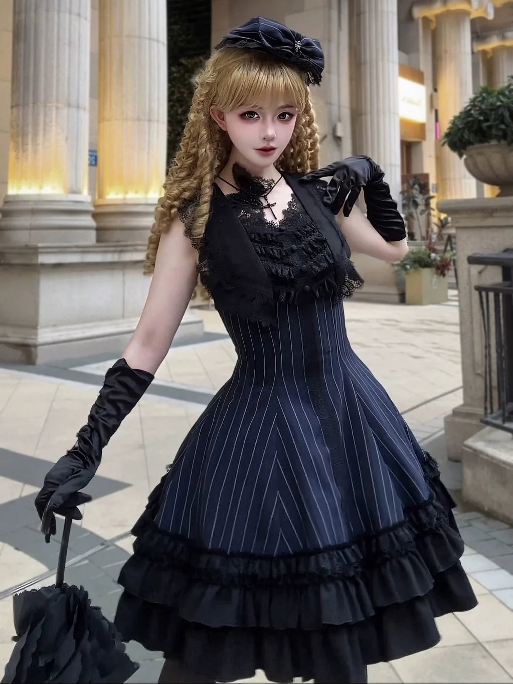 MILU ORIG - Six-Panel Gothic Lolita JSK Dress - Tiered Ruffles JSK Dress