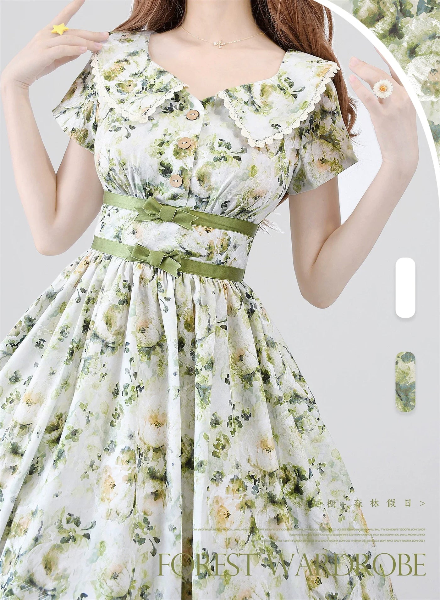 Forest Wardrobe - Forest Holiday - Vintage Daily Lolita Floral Printed OP Dress